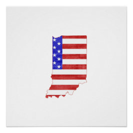 Poster Carte de l'état de la silhouette de l'Indiana USA