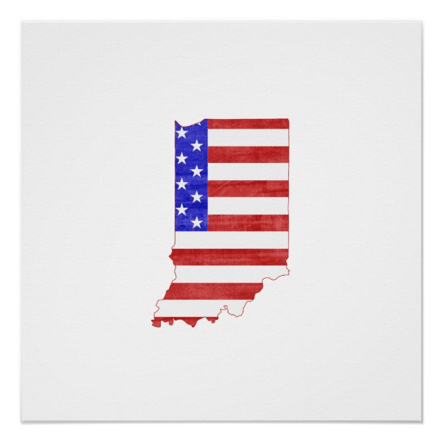Poster Carte de l'état de la silhouette de l'Indiana USA (Devant)