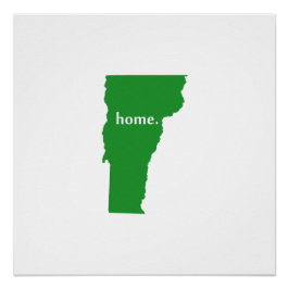 Poster Carte de l'état de la silhouette du Vermont