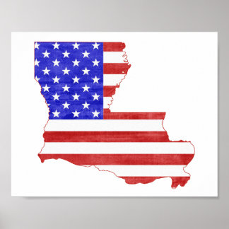 Poster Carte de l'état de la silhouette Louisiane USA