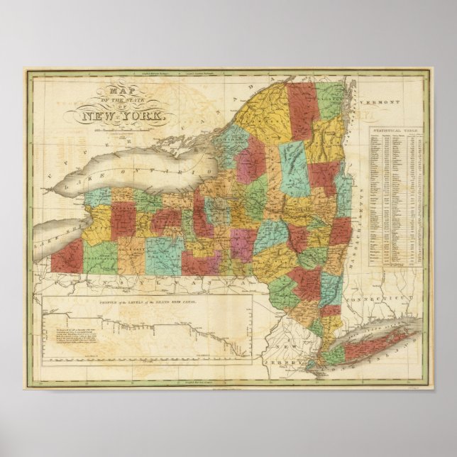 Poster Carte De L'État De New York (Devant)
