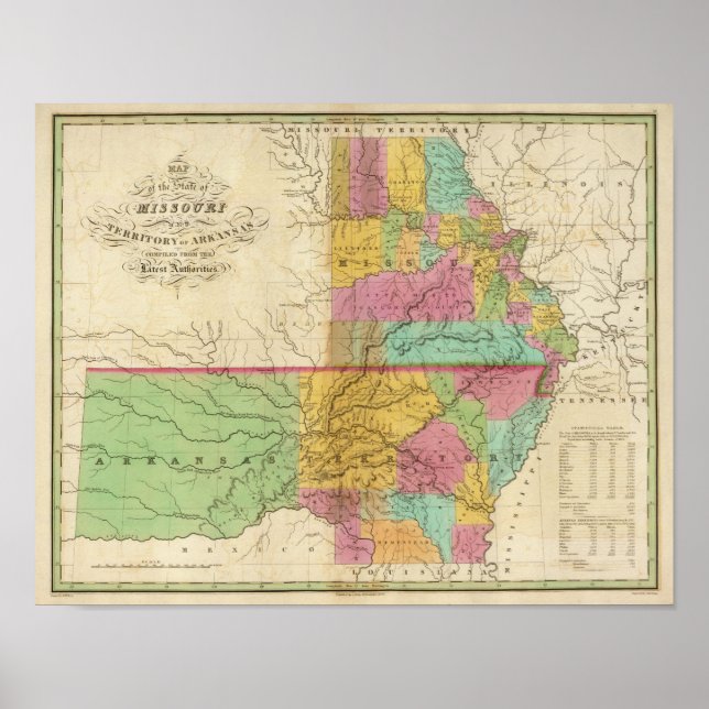 Poster Carte de l'État du Missouri (Devant)