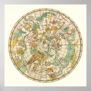 Poster Carte de l'étoile du ciel sud et de la configurati