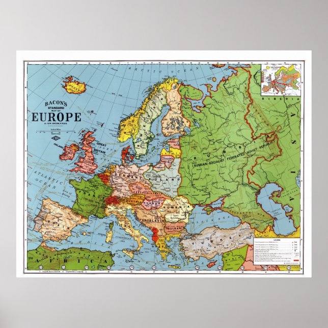 Poster Carte de l'Europe (Devant)