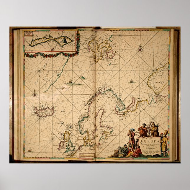 Poster Carte de l'Europe du Nord (Devant)