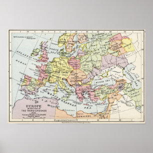 Poster Carte de l'Europe   La Troisième Croisade