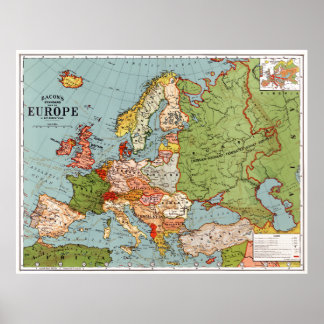 Poster Carte de l'Europe par G. Washington Bacon (1830-19