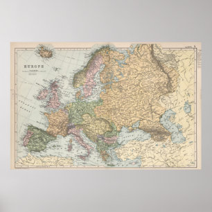 Poster Carte de l'Europe vintage