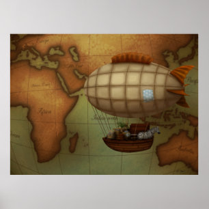 Poster Carte de l'hémisphère Est Grande