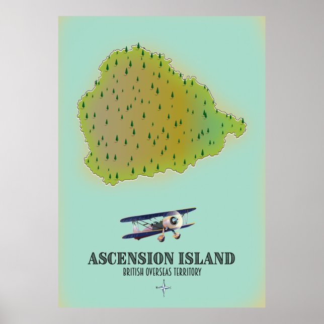 Poster Carte de l'île d'Ascension territoire britannique (Devant)
