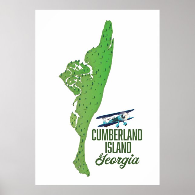 Poster Carte de l'île de Cumberland (Devant)