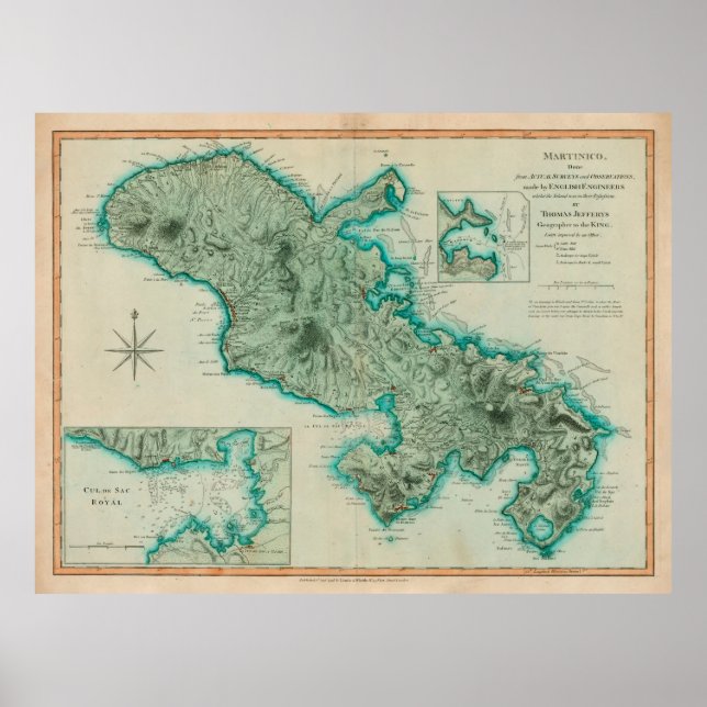 Poster Carte de l'île de la Martinique (1704) (Devant)