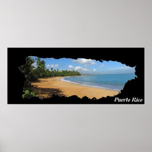 Poster Carte de l'île de Porto Rico Plage de Luquillo