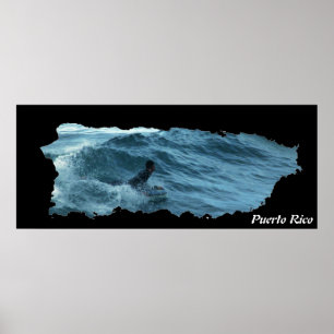 Poster Carte de l'île de Porto Rico surf