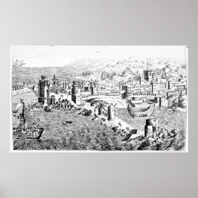 Poster Carte de l'île de Rhodes (Devant)