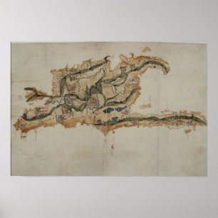 Poster Carte de l'île de Saint-Domingue