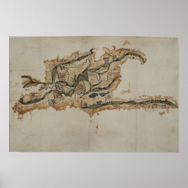 Poster Carte de l'île de Saint-Domingue (Devant)