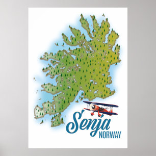 Poster Carte de l'île de Senja Noway