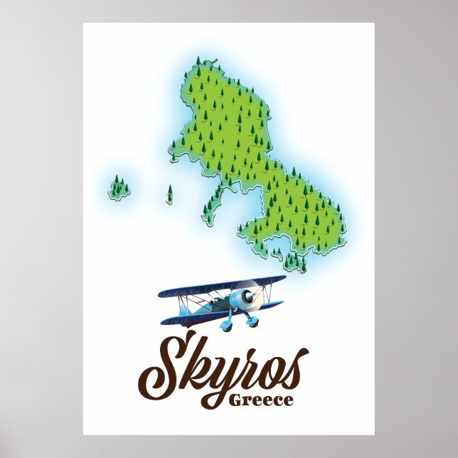 Poster carte de l'île de Skyros Grèce (Devant)