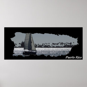 Poster Carte de l'île Porto Rico