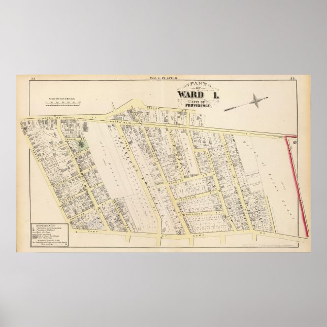 Poster Carte de l'île Providence Rhode 2 (Devant)