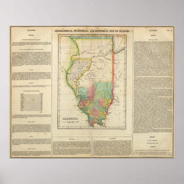 Poster Carte De L'Illinois (Devant)