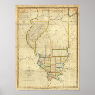 Poster Carte de l'Illinois 3