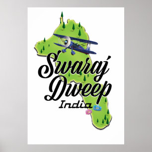 Poster Carte de l'Inde de Swaraj Dweep