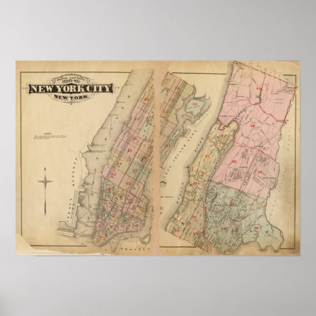 Poster Carte de l'index Atlas, ville de New York (Devant)