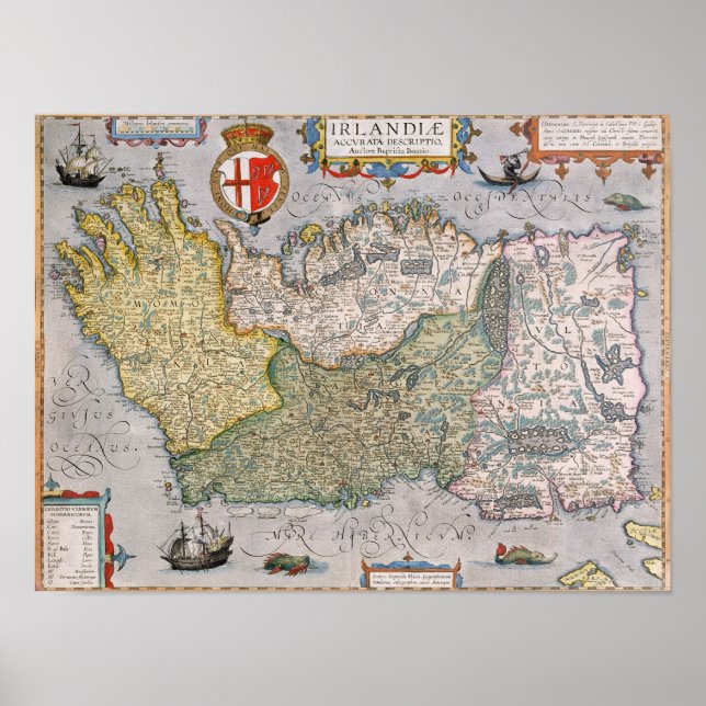Poster Carte de l'Irlande (Devant)