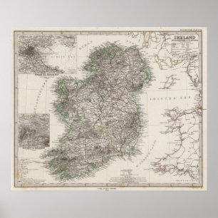 Poster Carte de l'Irlande par Stieler