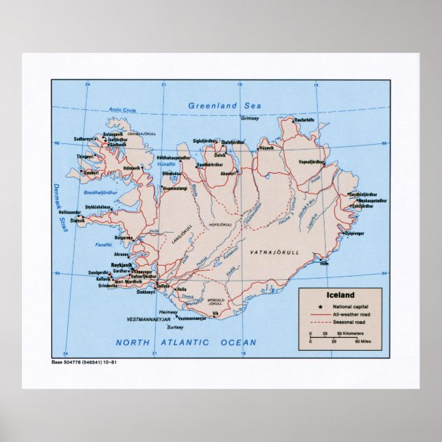 Poster Carte de l'Islande (1981) (Devant)