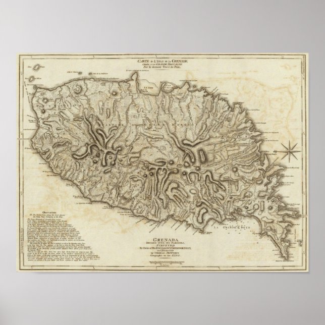Poster Carte de l'Isle de la Grenade (Devant)