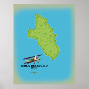Poster Carte de l'Isola del Giglio Italie