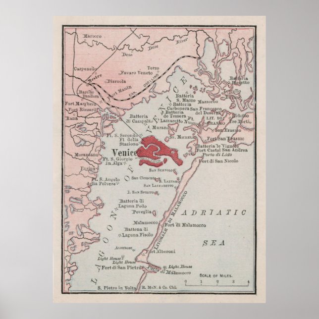 Poster Carte de l'Italie du Vieux Venise (1912) Vénétie V (Devant)