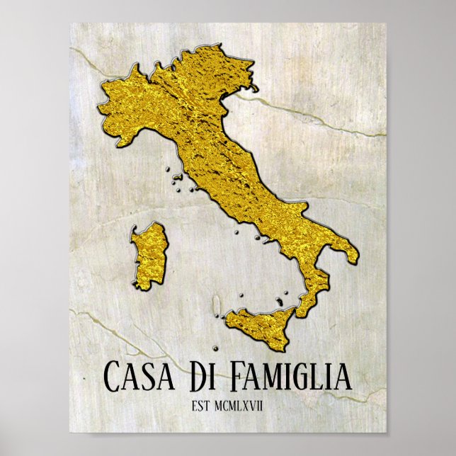 Poster Carte de l'Italie Votre texte (Devant)