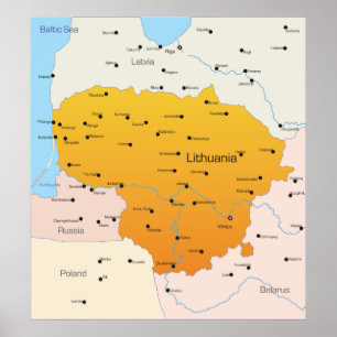 Poster Carte De Lituanie