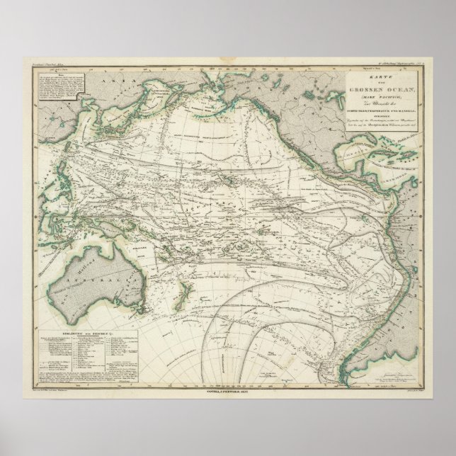 Poster Carte de l'océan Pacifique (Devant)