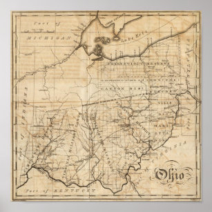 Poster Carte de l'Ohio