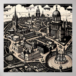 Poster Carte de Londres victorienne