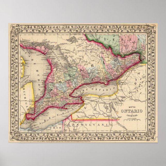 Poster Carte de l'Ontario par Mitchell (Devant)