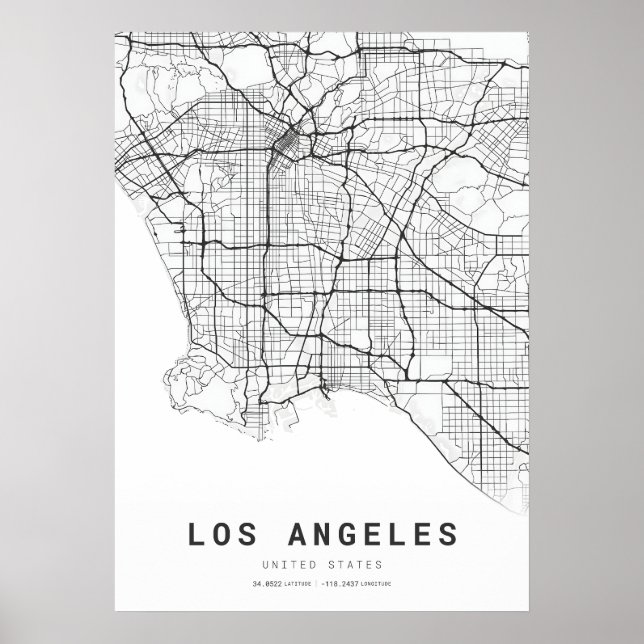 Poster Carte de Los Angeles (Devant)