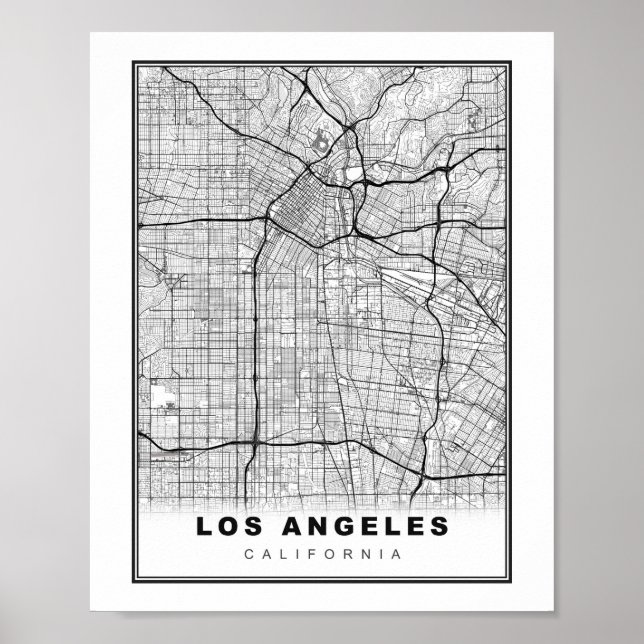 Poster Carte de Los Angeles (Devant)