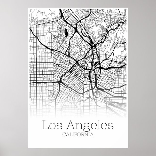 Poster Carte de Los Angeles - California CA - City Map Po (Devant)