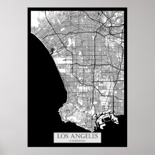 Poster Carte de Los Angeles Californie