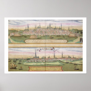 Poster Carte de Lübeck et de Hambourg, de 'Civitates
