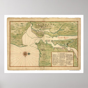 Poster Carte de Manhattan et de la région 1639 de New
