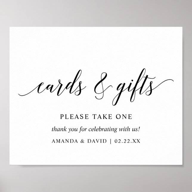 Poster Carte de mariage élégante typographie noire v1 (Devant)