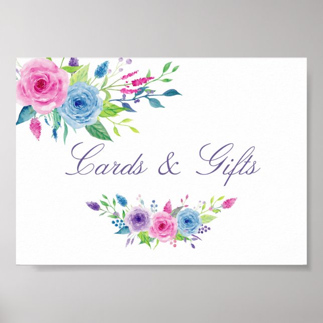 Poster Carte de mariage et cadeau Floral Aquarelle (Devant)