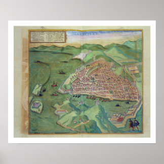 Poster Carte de Marseille, de Civitates Orbis Terrarum